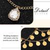 Fashey Boho Sequins Head Chain Gold Mesh Headpiece Cap Wedding Hair Accessories for Women