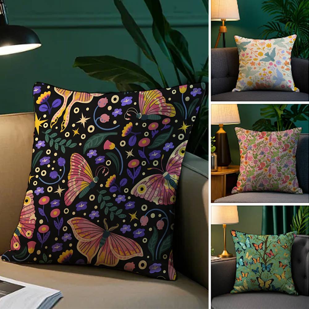 Natural Flowers And Animals pattern Pillow Case Silky elegant Comfort Sofa Bed Invisible zipper Beach pillowcase