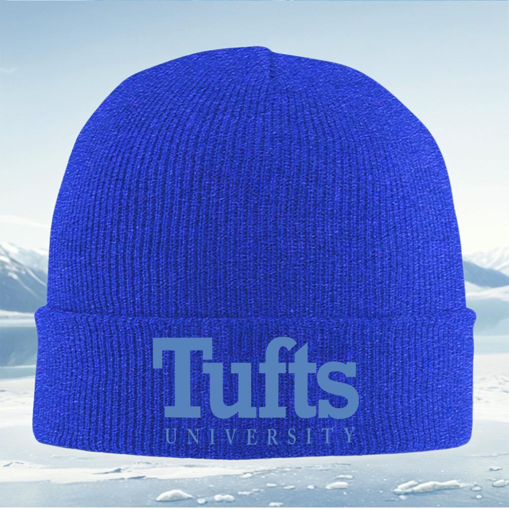 Tufts University blue letters text logo Men Women Unisex Knitted Hat Beanie Pullover Cap Winter Thermal Warm Christmas Outdoor C