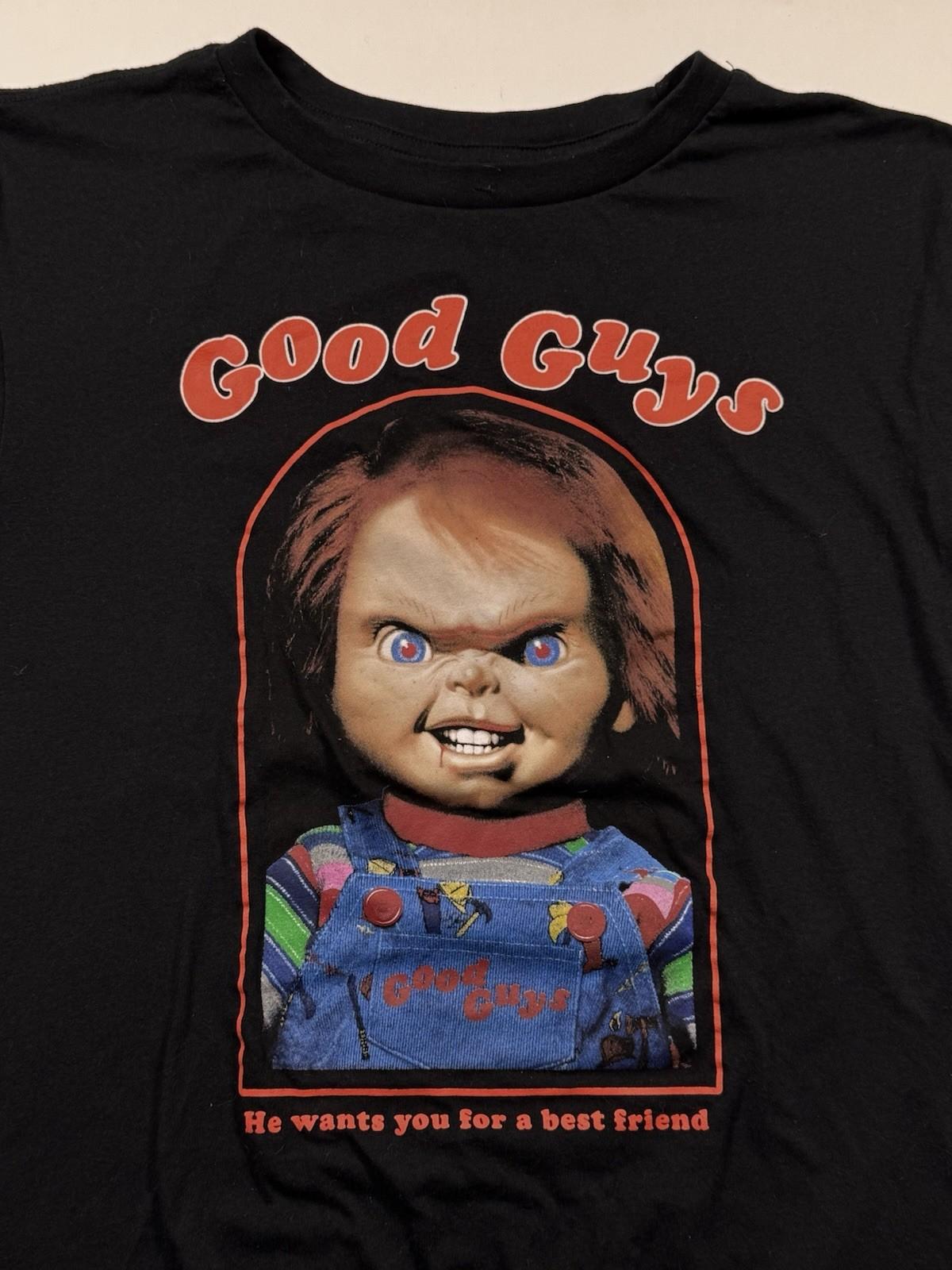 Child’s Play Good Guys Men’s Large Black Chucky Horror Graphic Tee Unisex T-Shirt M