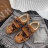 Cowhide horse hair niche leopard print shoes for women's new flat-bottomed casual sports board shoes for women