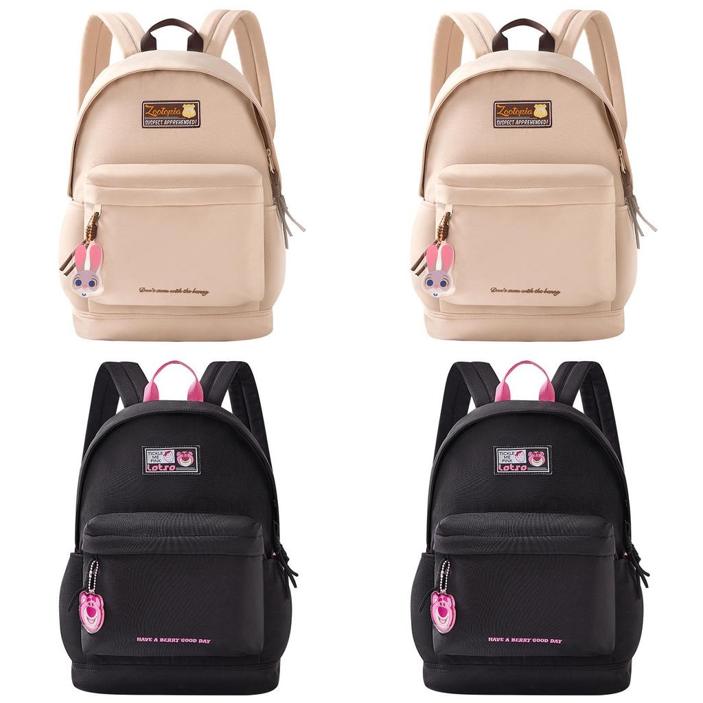 Simple Solid Color Letter And Lots Print Student Casual Backpack With Pendant For School And Daily Use