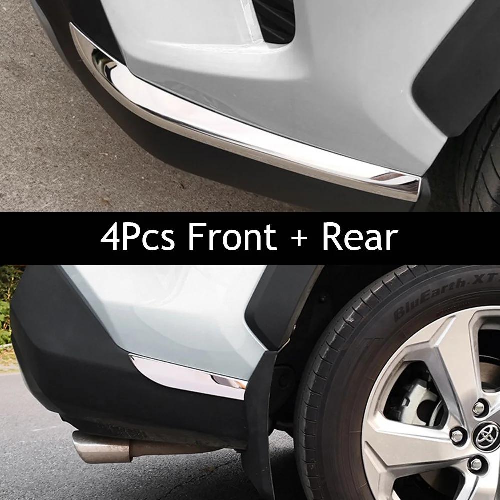 2/4Pcs Car Styling Stainless Front Rear Bumper Protector Trim For Toyota RAV4 RAV-4 XA50 2019 2020 Car Accessories