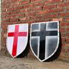 Set aus 2 Mittelalterlichen Rittern Wikinger Templer Rotes Kreuz und Schwarzes Kreuz Schild Knightfall Authentisches Handgeschmiedetes Schild 71,12 cm