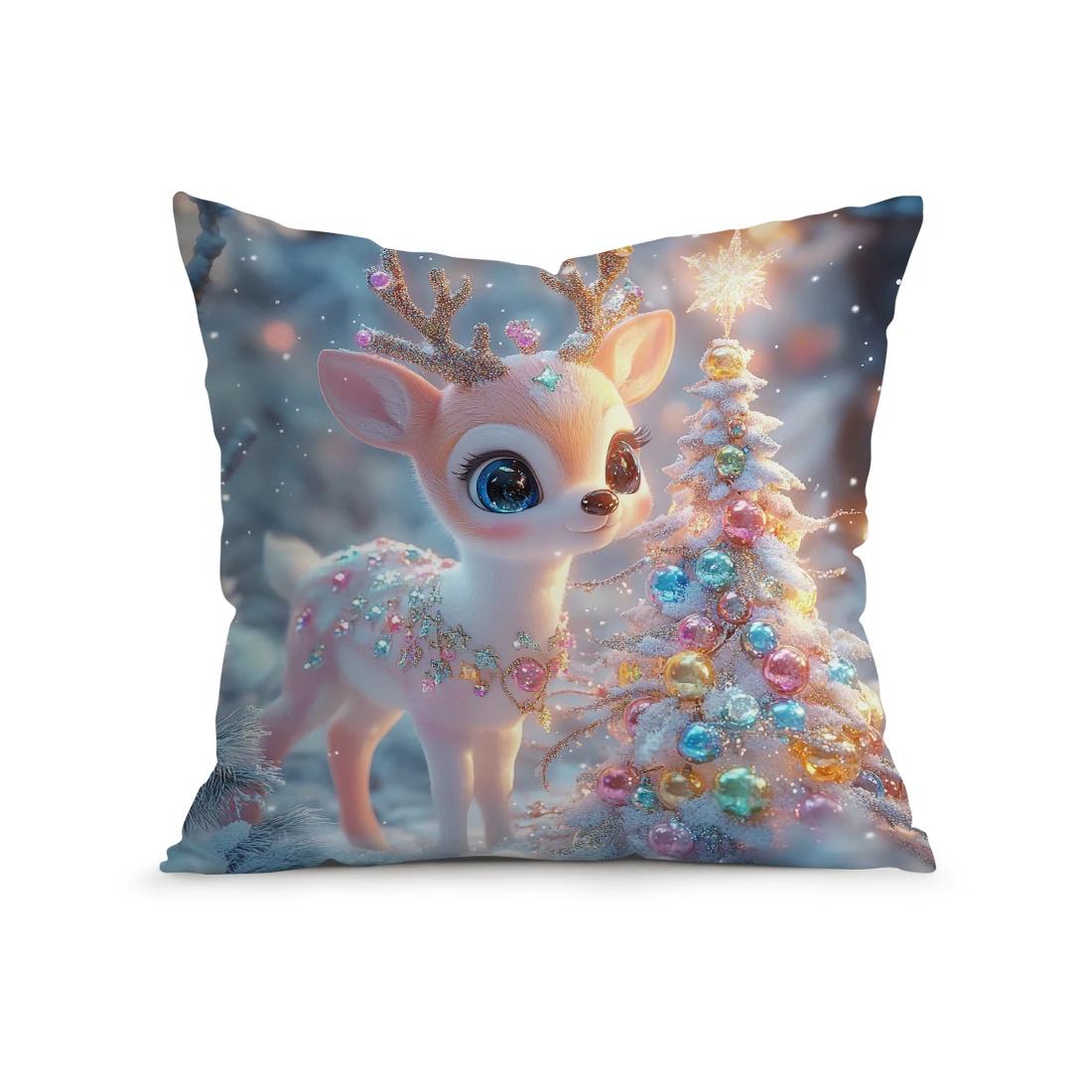 

Christmas Dreams Pillowcase Cushion 100% Polyester 45x45cm Throw Pillow Cover Sofa Chair Bed Cushion Cover Pillowslip Home Decor 18x18Inch