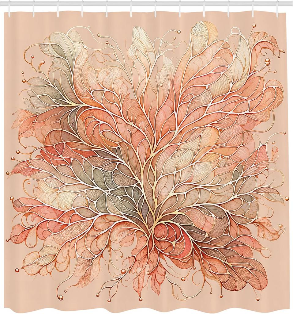 Watercolor Style Shower Curtain Green Leaf Appearance Abstract Branch Fabric Bathroom Decorative Shower Curtain With Hook,