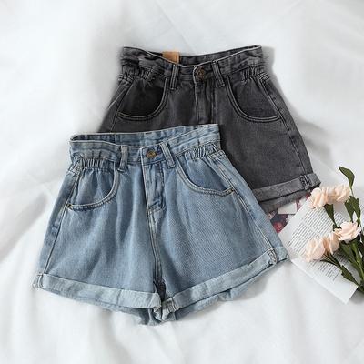 Sommer High Waist Denim Shorts Damen Lässig Locker Damenmode Übergröße Elastischer Bund Weites Bein Kurze Jeans Weiblich