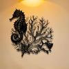 Seahorse Coral Metal Wall Art Large Coastal Iron Panel Outdoor Hanging Decor Marine Themed Housewarming Gift Nautical Farmhouse