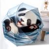 1pz Robusto Ombrello Automatico a 8 Stecche, Ombrello Panda Gigante, Stampato Digitalmente, Ombrello Pieghevole per Uso Esterno in Movimento