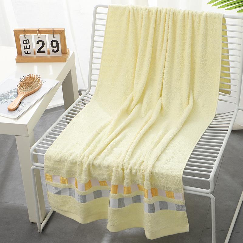 Pure Cotton Large Bath Towel Plain Color Simple Soft Wrap Towel Beach Towel Household Bathroom Export