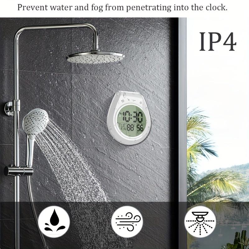 Digital Bathroom Clock with Large LCD Display, Shower Timer and Thermometer, Easy Install with Suction Cup Mount,Temperature Display In Celsius