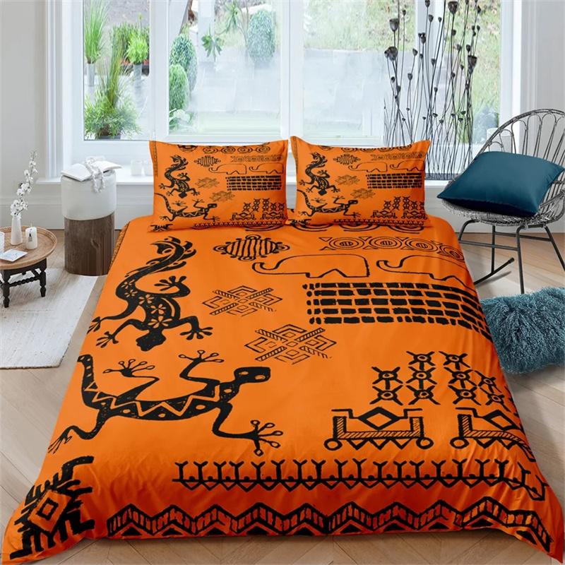Ancient Egypt King Queen Duvet Cover Egyptian Symbol Bedding Collection Pharaoh Pyramid Boho Comforter Cover Soft Polyester Quilt Cover