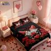 3-teiliges Romantisches Valentinstag Rote Rose Goblin-Druck kernloses Bettbezug-Set Mehrere Größen Schlafzimmer-Bettwäsche Feiertagsdekoration