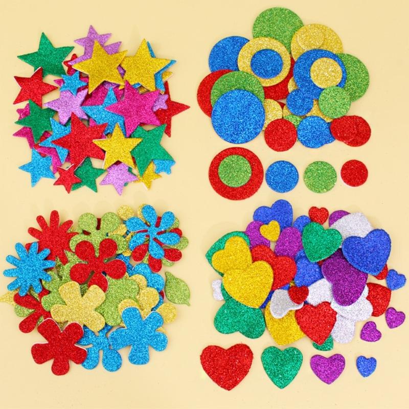 Glittering Number Star Heart Flower Foam Sticker for Birthday Card Making Notebook Journal Classroom Wall Decoration