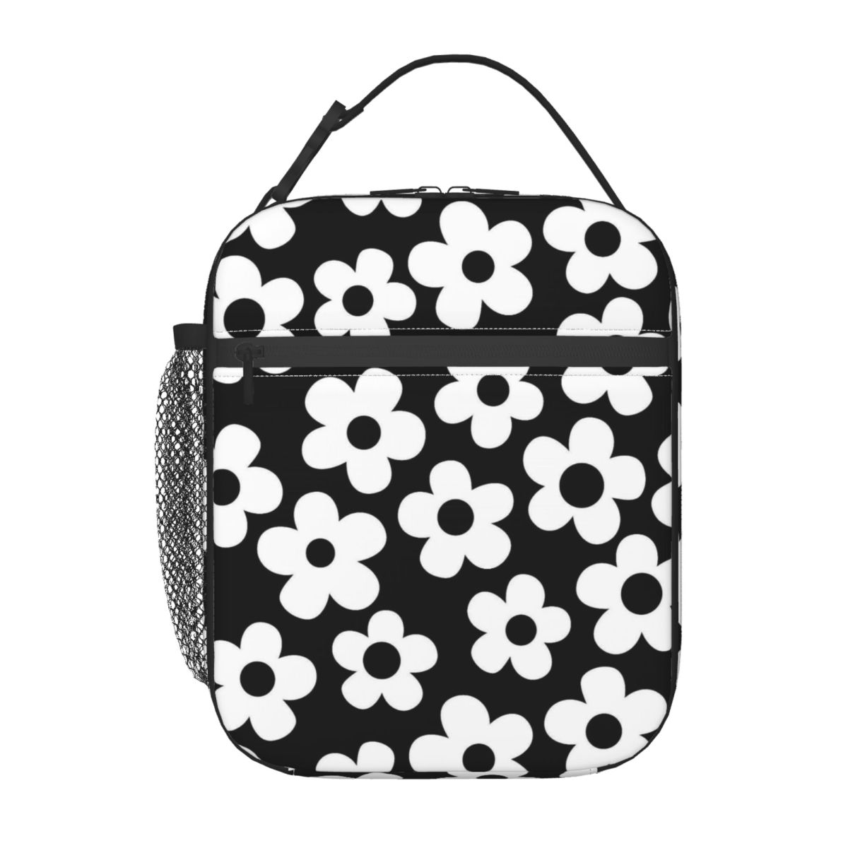 

Cartoon Black And White Daisy Pattern Insulated Lunch Bag for Women Children Leakproof Food Boxes Thermal Lunch Box Tote One Size