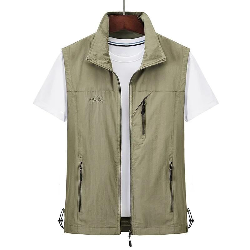 Spring Mens Outdoor Vests Multi-pockets Hiking Work Pography Vest Man Fish Vest Waterproof Breathable Waistcoat Big 7XL