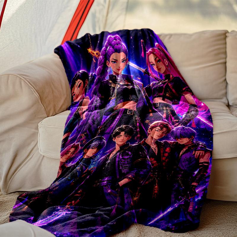 1pc Cozy Print Blanket, Kpop Demon Hunters Blanket Appropriate for Home Picnic and Travel Adventures