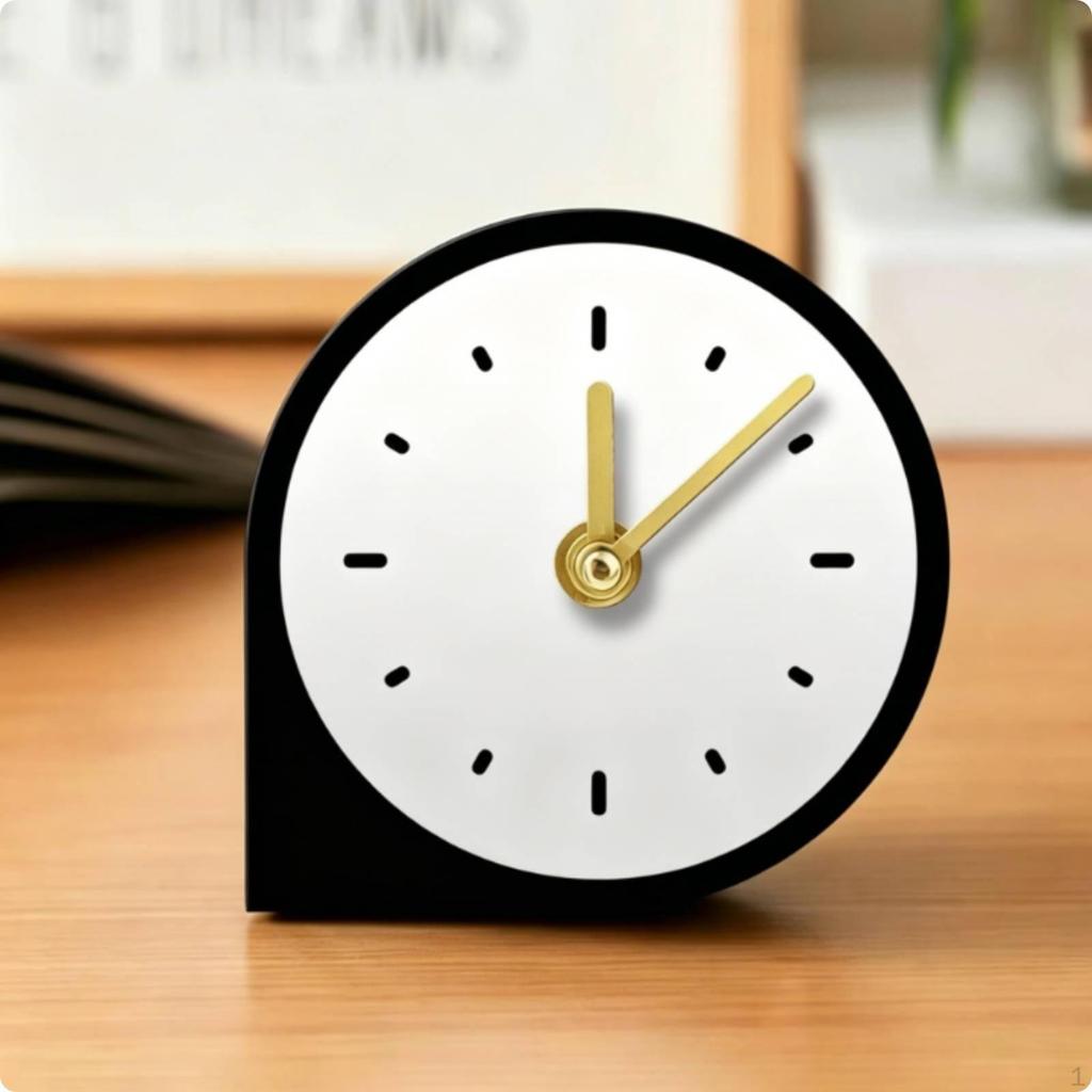 Minimalist Desktop Clock Modern Analog Desk Compact Home Decor for Bedside Table, Living Room,