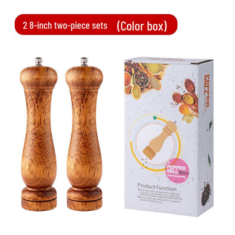 Solid Wood Manual Pepper Mill - Black Peppercorn Grinder