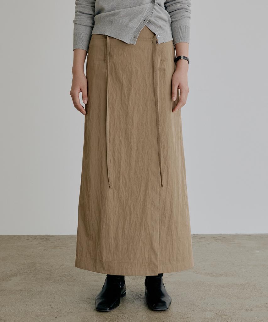 Artid Wrap Belted Long Skirt_Beige
