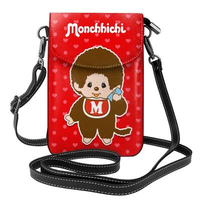 Monchhichi Genuine Leather Smartphone Pouch Shoulder and Mini Popular 19cm High X Wide X 4cm Thick [JMI] Bag, Thin, Women's Men's Pouch,
