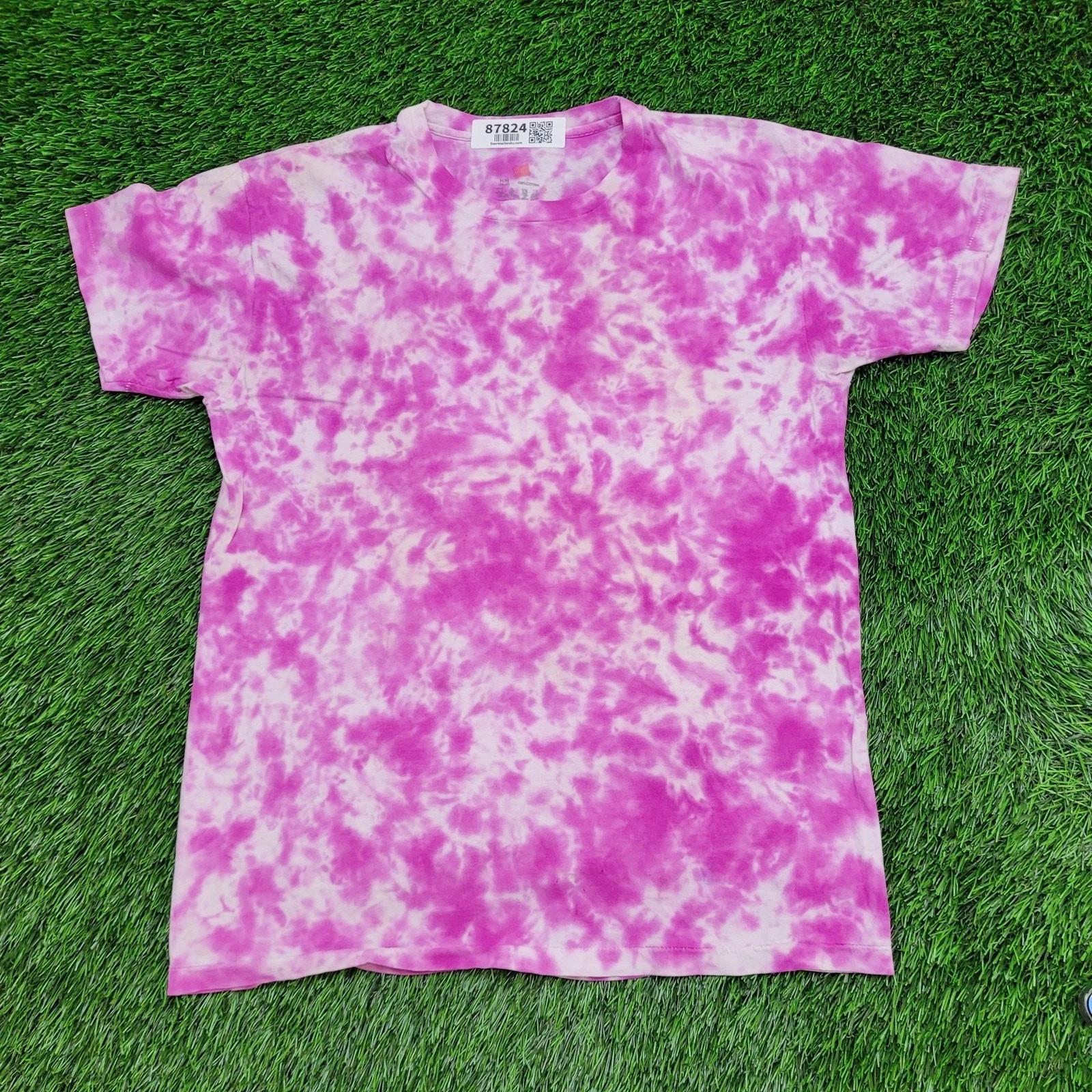 

Hanes Crumpled Tie-Dye Shirt Medium 19x25 Purple White M