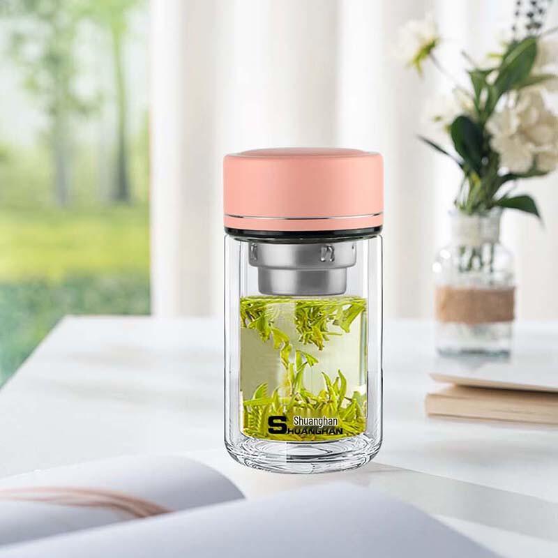 Shuanghan Classic Portable Glass Water Bottle