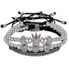 Fashion creative copper bead woven micro-inlaid zircon high crown bracelet double row diamond crescent combination bracelet bracelet set