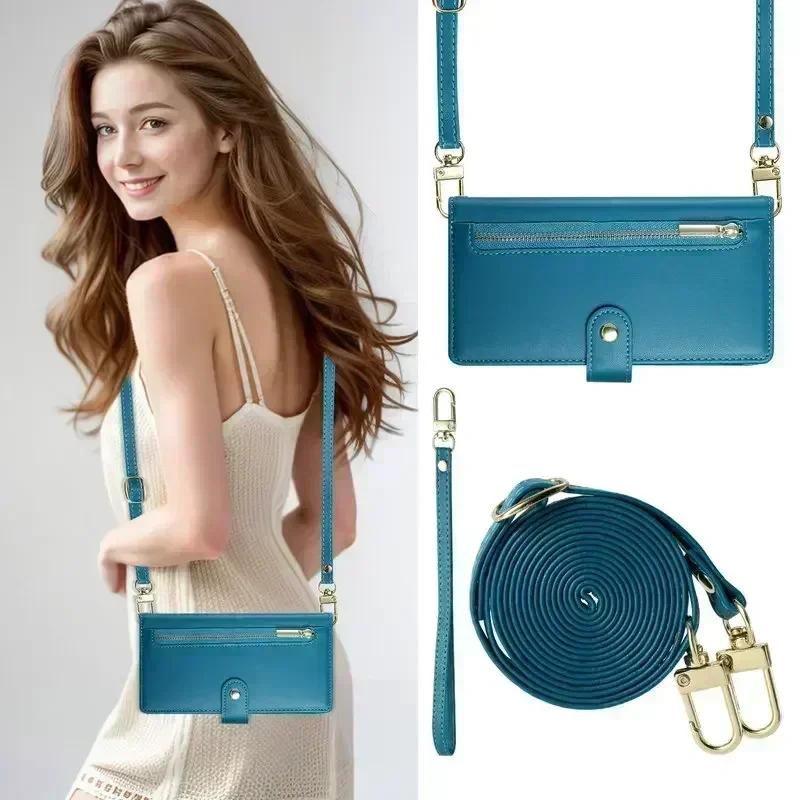 Zipper Leather Crossbody Phone Case for iPhone 17 Air 16 15 14 13 12 11 Pro Max 16e XS XR 8 7 Plus SE Card Solt Wallet Cover