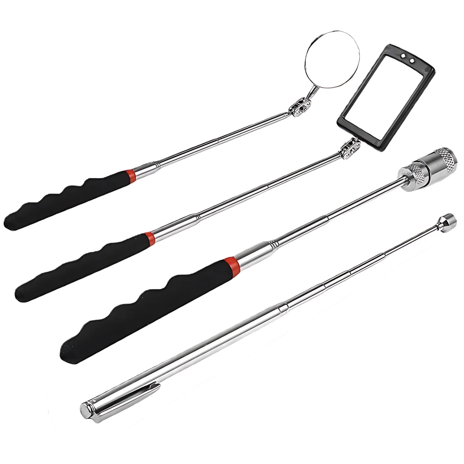 

PLEAVIT Магнитный захват, Набор магнитных стержней, Выдвижной, Сильный магнит, Инспекционное зеркало, Светодиод, Тип ручки, 4 штуки