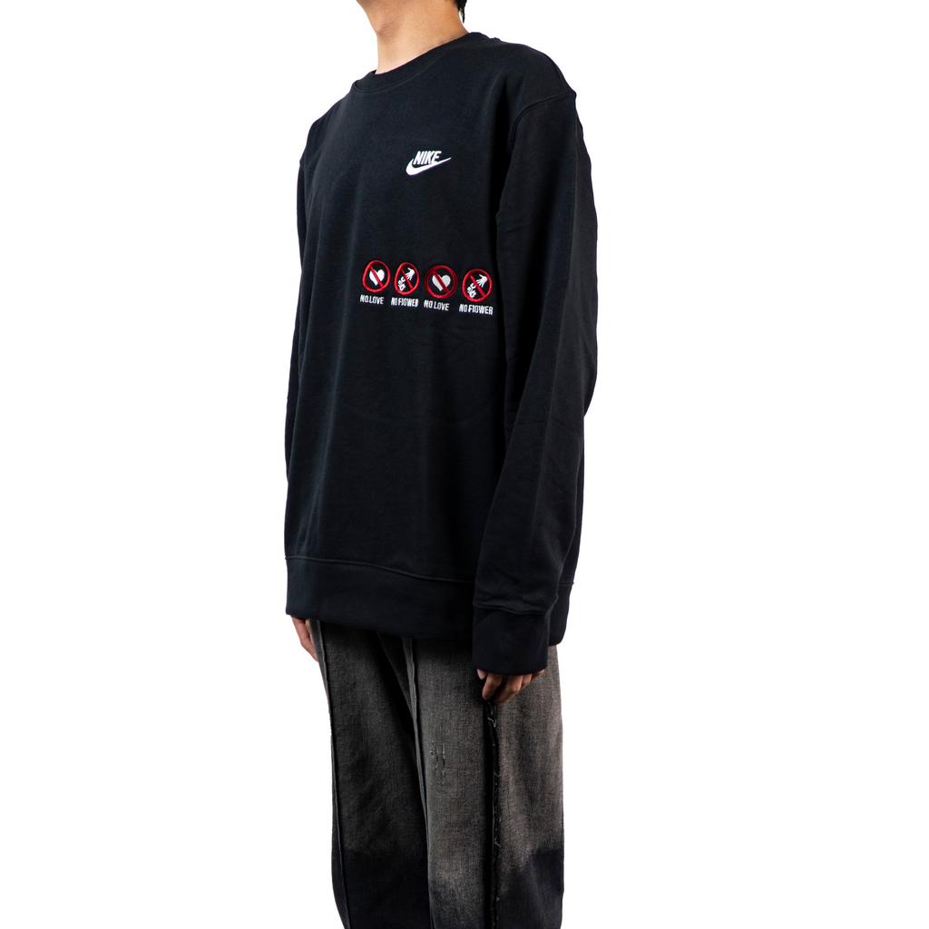 Nike Fantasia Incredibile Emo Emozione Ricamo Fatto a Mano Felpa Casual Ampia Girocollo Unisex Felpa Nera BV2667-010EMO