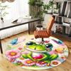 1PC Frog Flowers heart Round Chair mat Area Rug - Non-Slip, Floor Mat for Office, Bedroom, home decor Christmas Gift c0528037