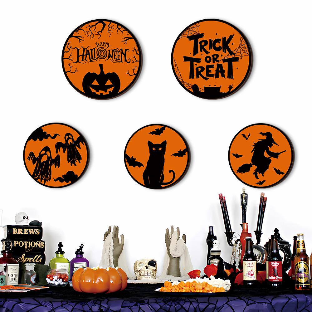 Halloween Wood Wall Hanging Welcome Door Hanging Door Number Wall Decoration Wall Decoration Round