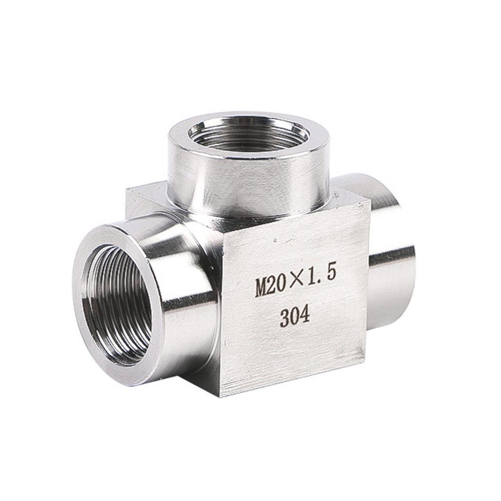Stainless Steel High Pressures T Shaped Tees Fitting Thickened Wall Double Threaded Ports for Industrial Pipe Connection