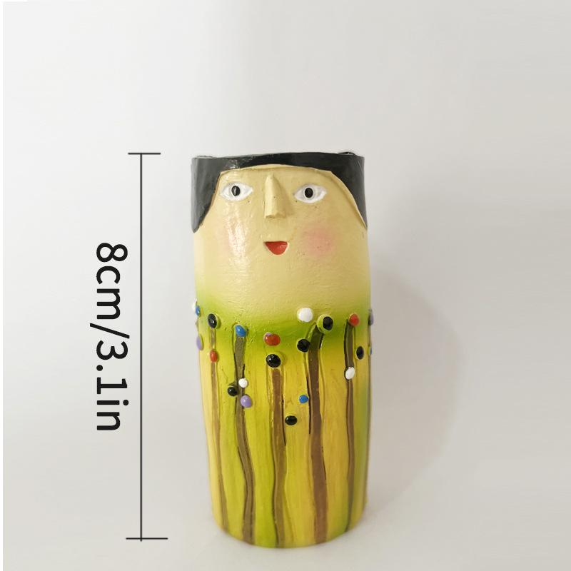 

Spring family face vase head handmade dried flower vase resin handicraft sculpture home decoration ornament