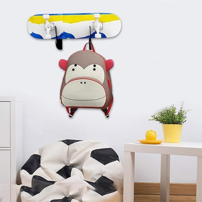 Sturdy Acrylics Skateboard Holder Wall Mounted Shelf with Accessory Hooks Portable for Home Organization Daily Use