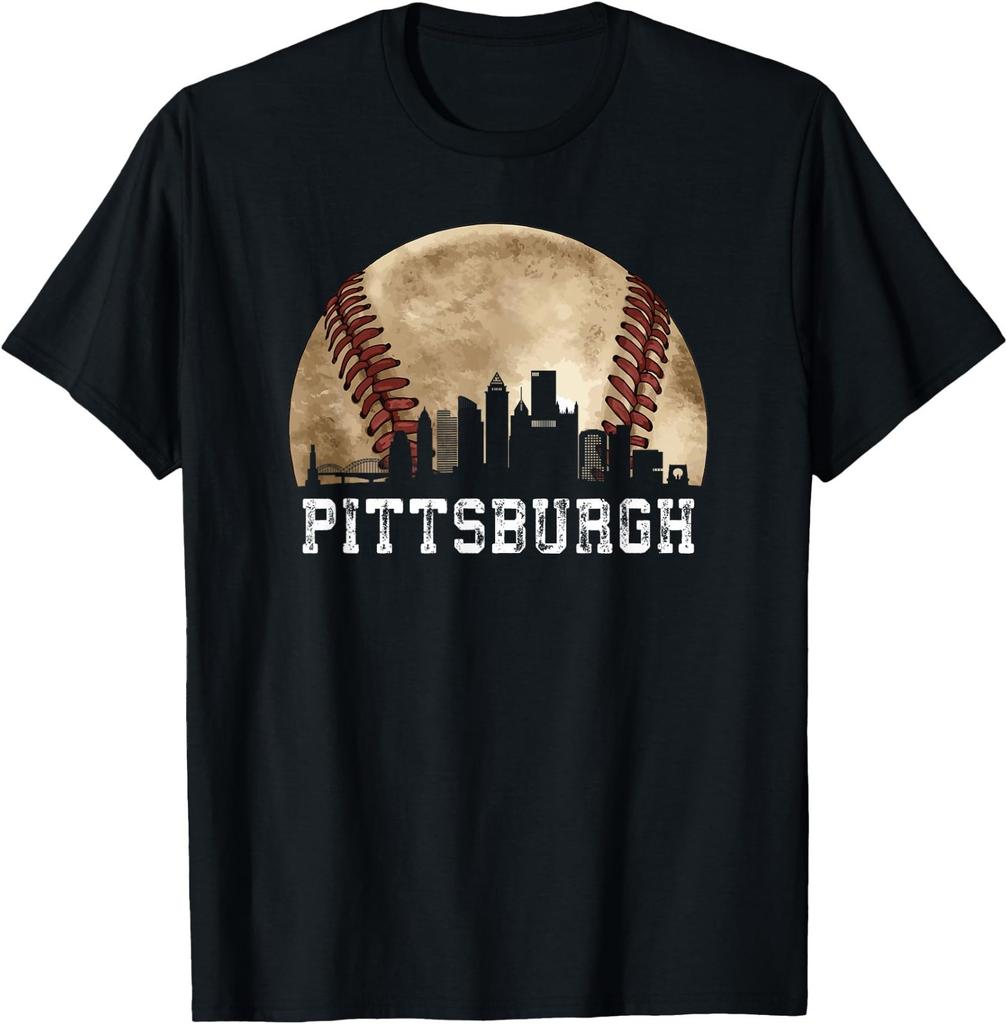 Pittsburgh Skyline City Vintage Baseball Lover T-Shirt