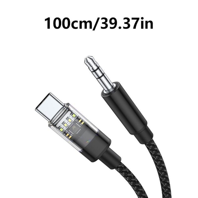 14cm/1m Long USB C to 3.5 Dongle Cord Type C to 3.5mm Plug Adapter Cable Line for Note 10/20/S20/21 Smartphones