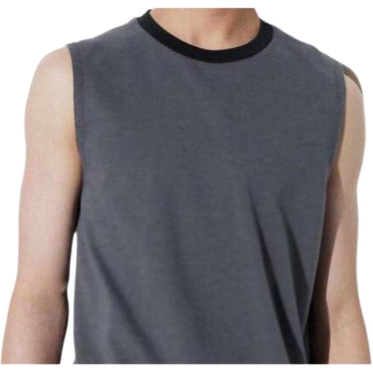 Uniqlo AIRism Mesh Series Striped Straight-Cut Crew Neck Tank Top Men Tops Dark-Gray 470934-08