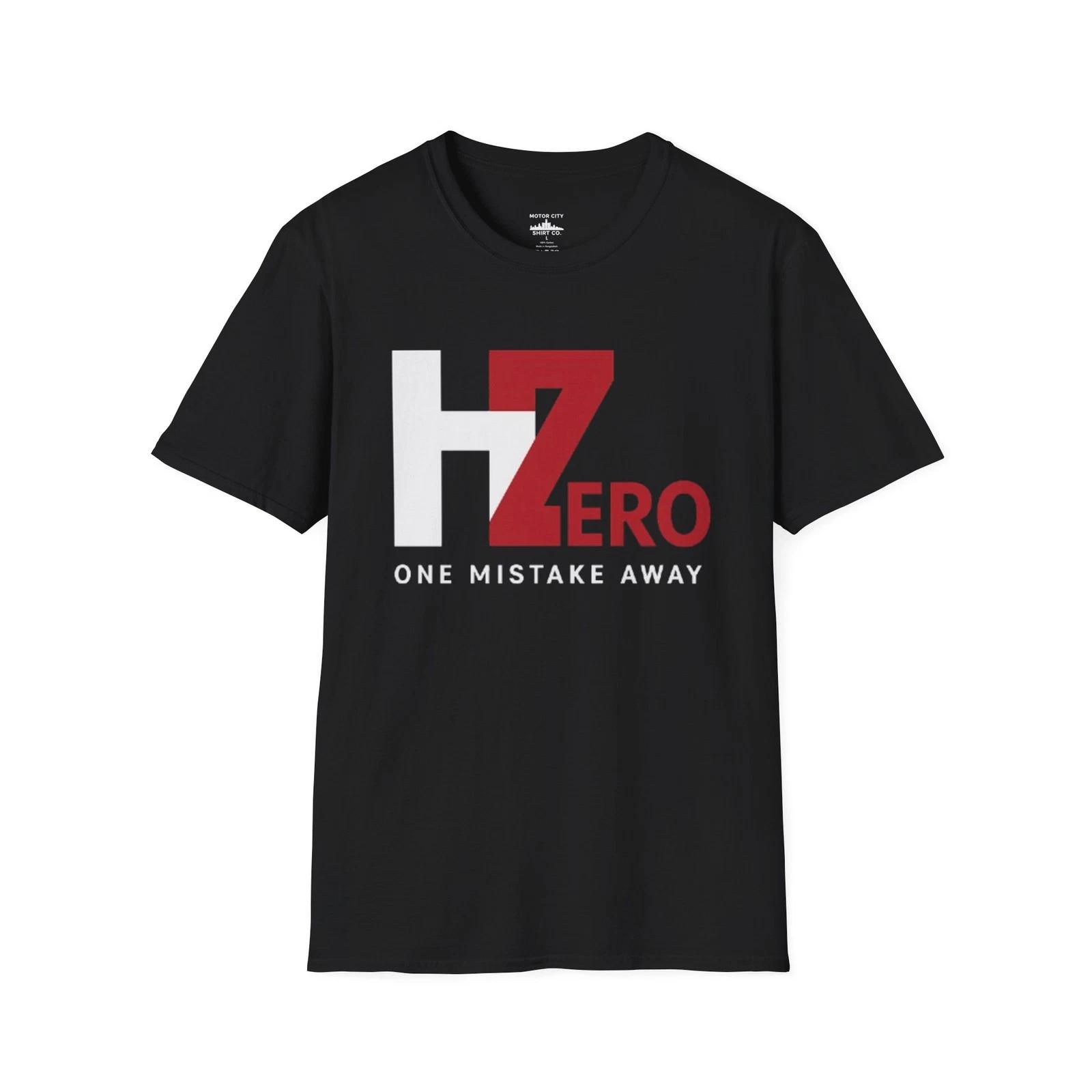 Hero Zero One Mistake Away Irony Graphic Tee Shirt Funny Clever T-Shirt BLACK 2XL
