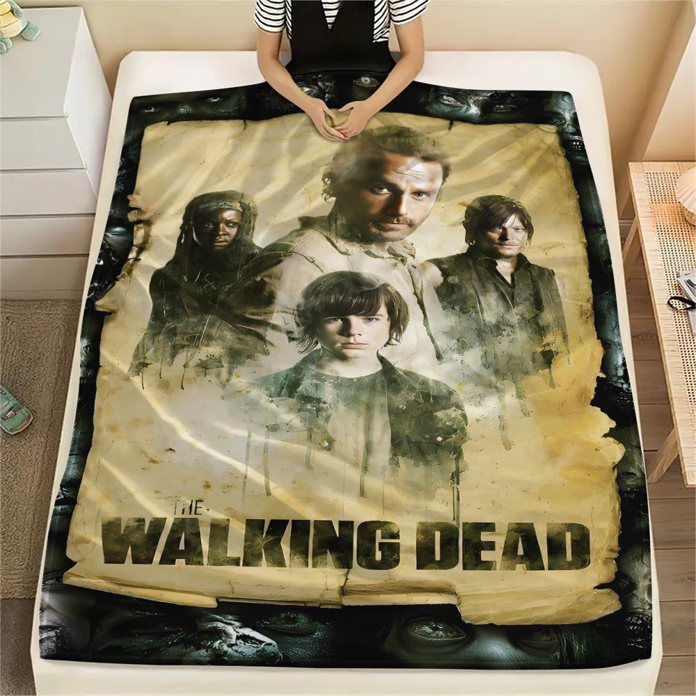 1PC The Walking Dead Print Flannel Blanket, High quality All Seasons, Home Decor, Warmth and Comfort, Perfect for Christmas Gifts