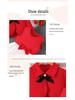 Girls' Red Patchwork Two-Piece Set: Bow Cardigan & Dress