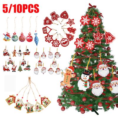 5/10pcs Diamond Painting Christmas Santa Claus Pendant Christmas Tree Decoration for Children Christmas Gift Natal Navided