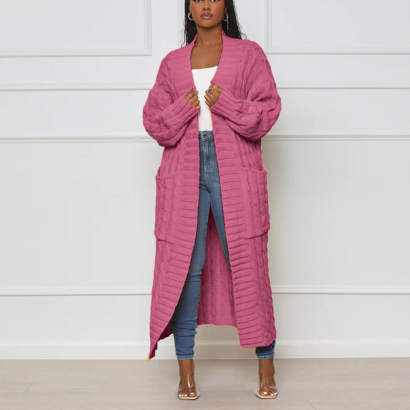 

Женская мода повседневный кардиган Crum Cave однотонный вязаный свитер пальто L розовый