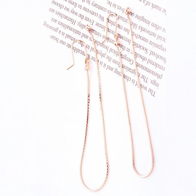 Фиолетовые Золотые Серьги Кость Змеи Стильные Модные Розовое Золото Золотые Блестящие Длинные Серьги