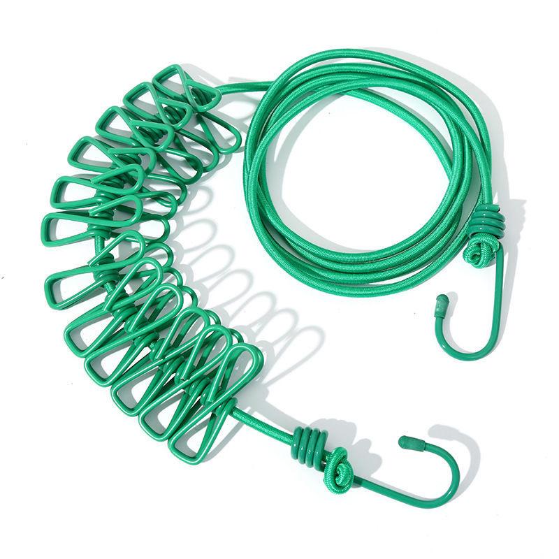 Portable No-Punch Travel & Home Clothesline with Storage Clips for Drying and Outdoor Use