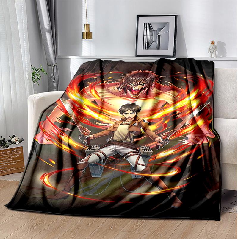Eren Mikasa Flannel Blanket Soft Warm All-Season Throw, Design for Camping, Car Travel, Hiking Sofa, Bed, Office Perfect Gift for Parties