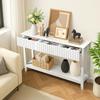 Modern Console Table with 3 Drawers and Open Storage Shelf, Entryway Table Narrow Long Sofa Table Hallway Foyer Table Behind Couch Table, White