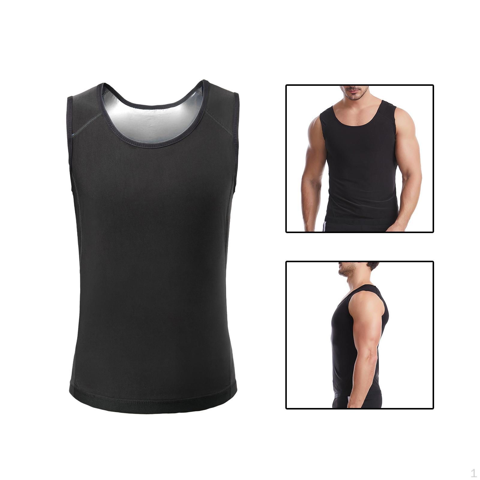 

Men Sauna Vest Sweat Size Corset Tank Length Shapewear Slimming Shirt 4XL 5XL_Argent