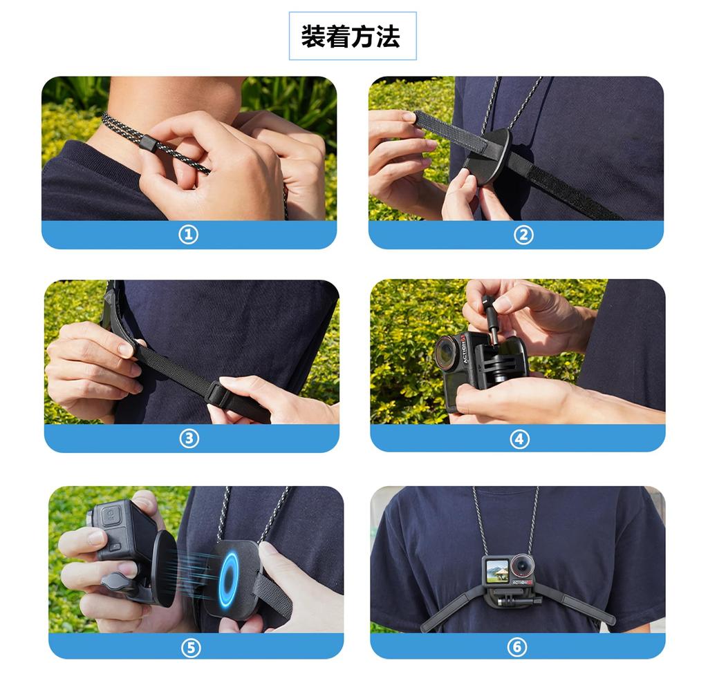 SHEAWA Magnetic Camera Neck Mount with Chest Strong Magnet for DJI Osmo 5 Go and Other Action Horizontal and Vertical Adjustable Stable Mount Adapter
